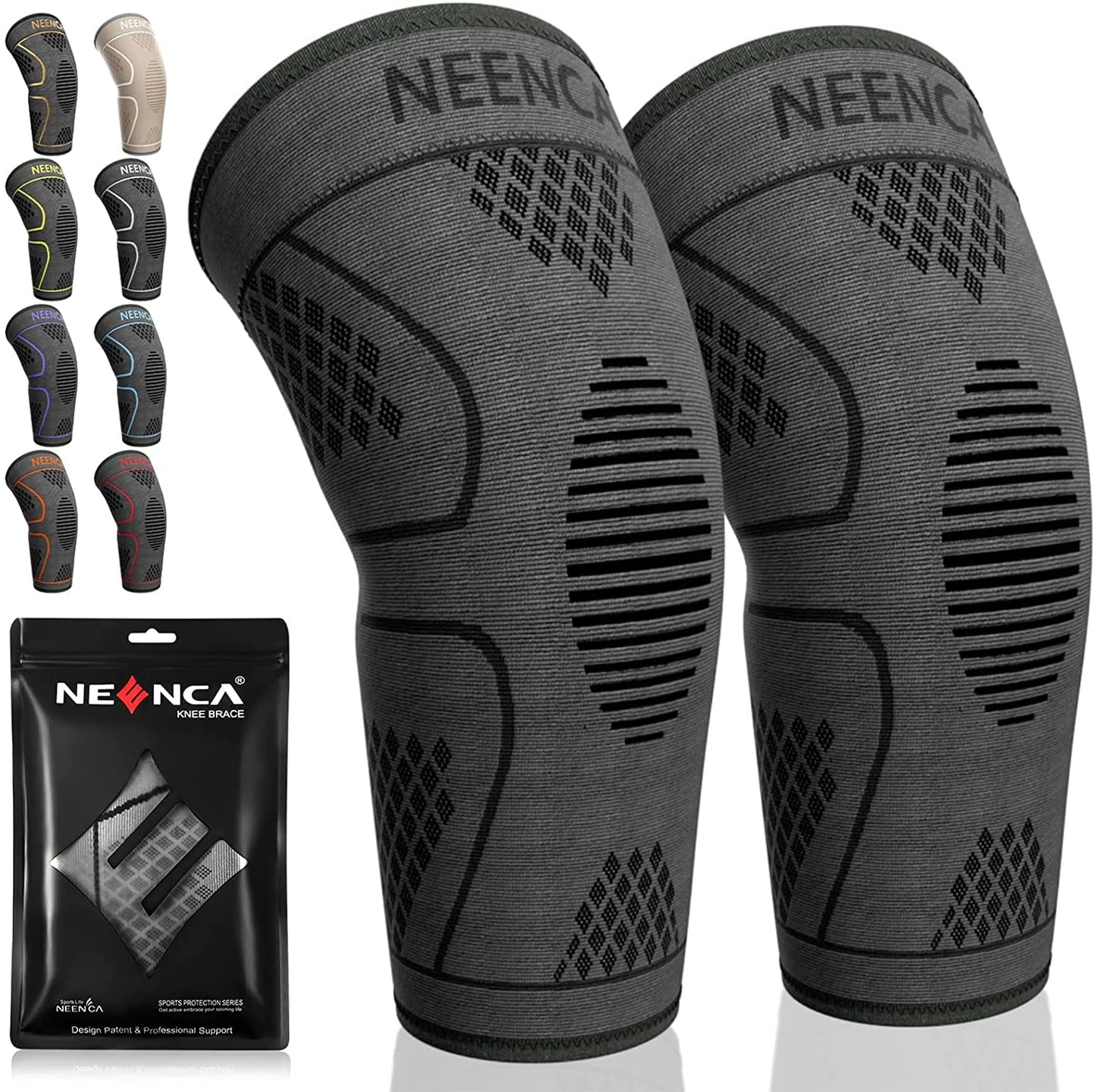 NEENCA Knee Braces for Knee Pain Women & Men -2 Pack Knee Sleeves for Knee Pain Set Knee Brace Compression Sleeves Knee Support for Sports Running Meniscus Tear ACL PCL Arthritis Pain Relief...